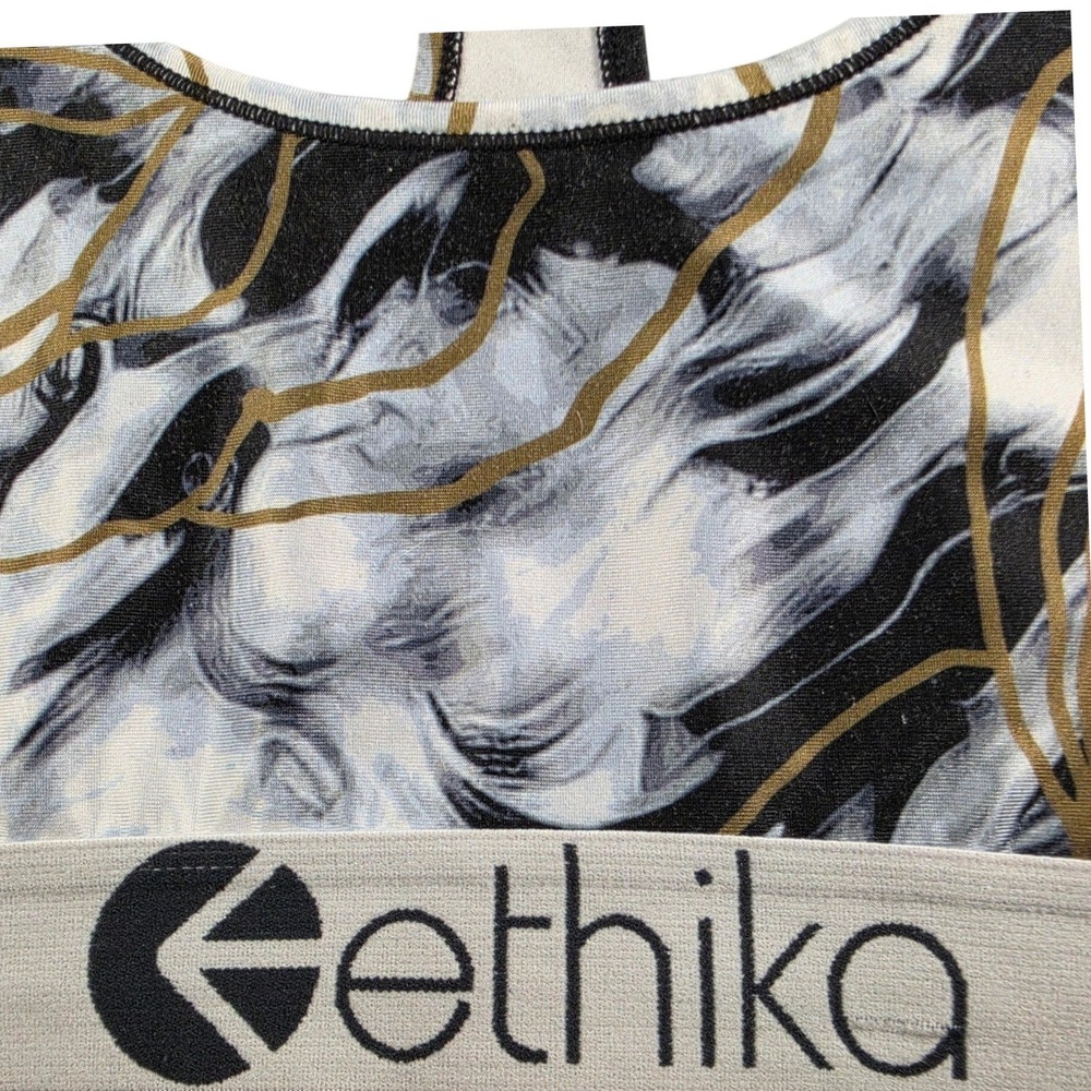 Athleisure Marble Print Sports Bra Black White Womens Large Ethika Racerback - Picture 4 of 7